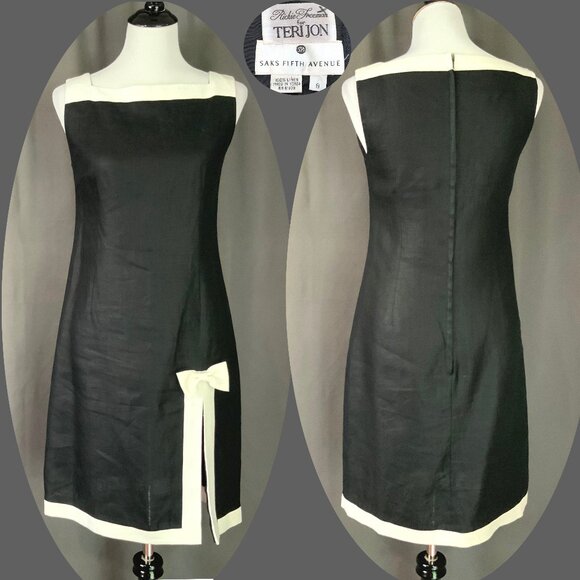 Teri Jon Dresses & Skirts - Richie Freeman for Teri Jon Black /White Linen Sheath Dress Retro Sz 8